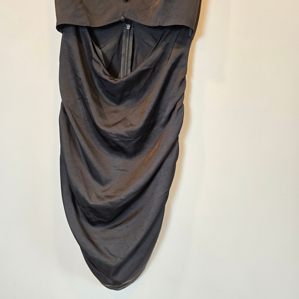 Zara Dress Cut Out Satin Effect Mini Womens Extra Small Black - Picture 4 of 10